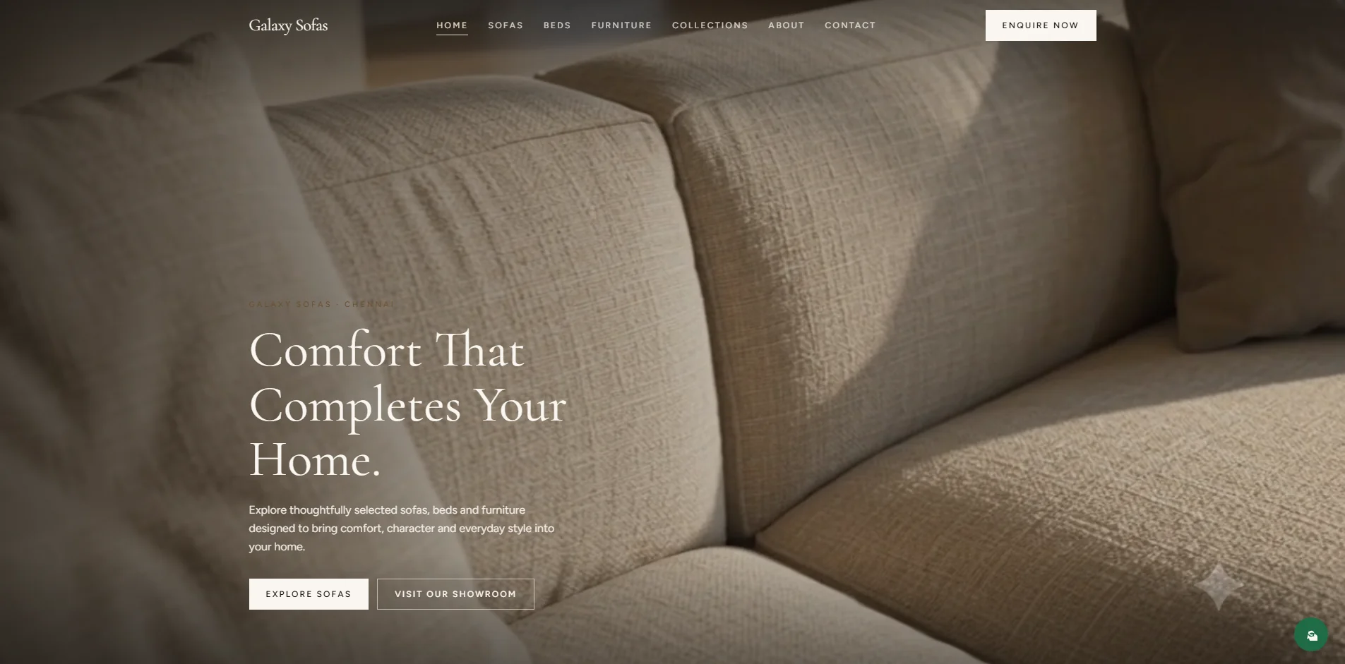 Galaxy Sofas landing page showcase