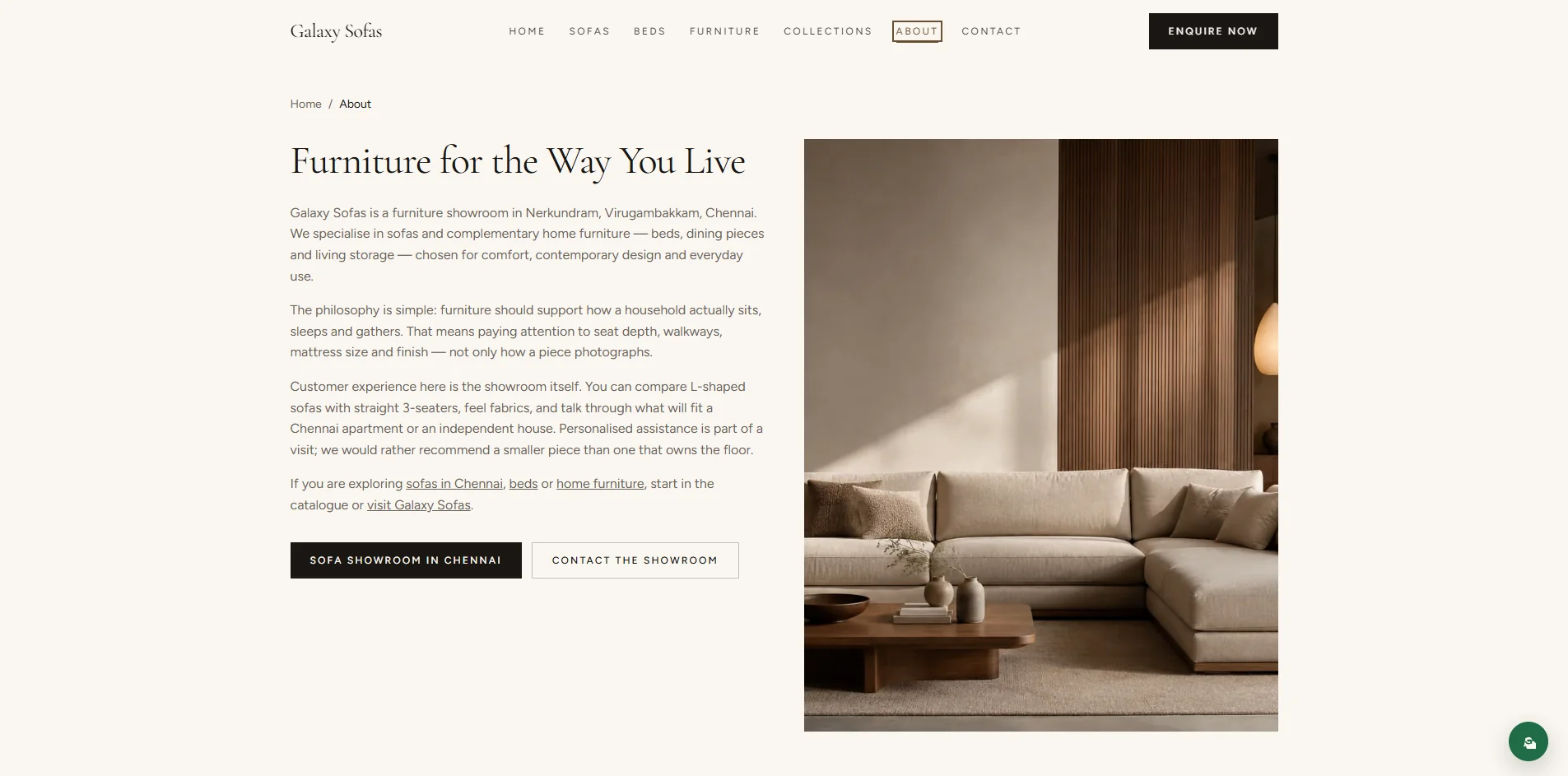Galaxy Sofas product grid and filter navigation