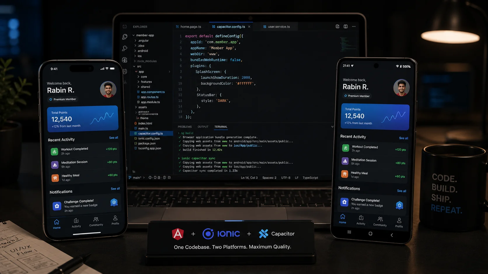 Cross-platform mobile application screens